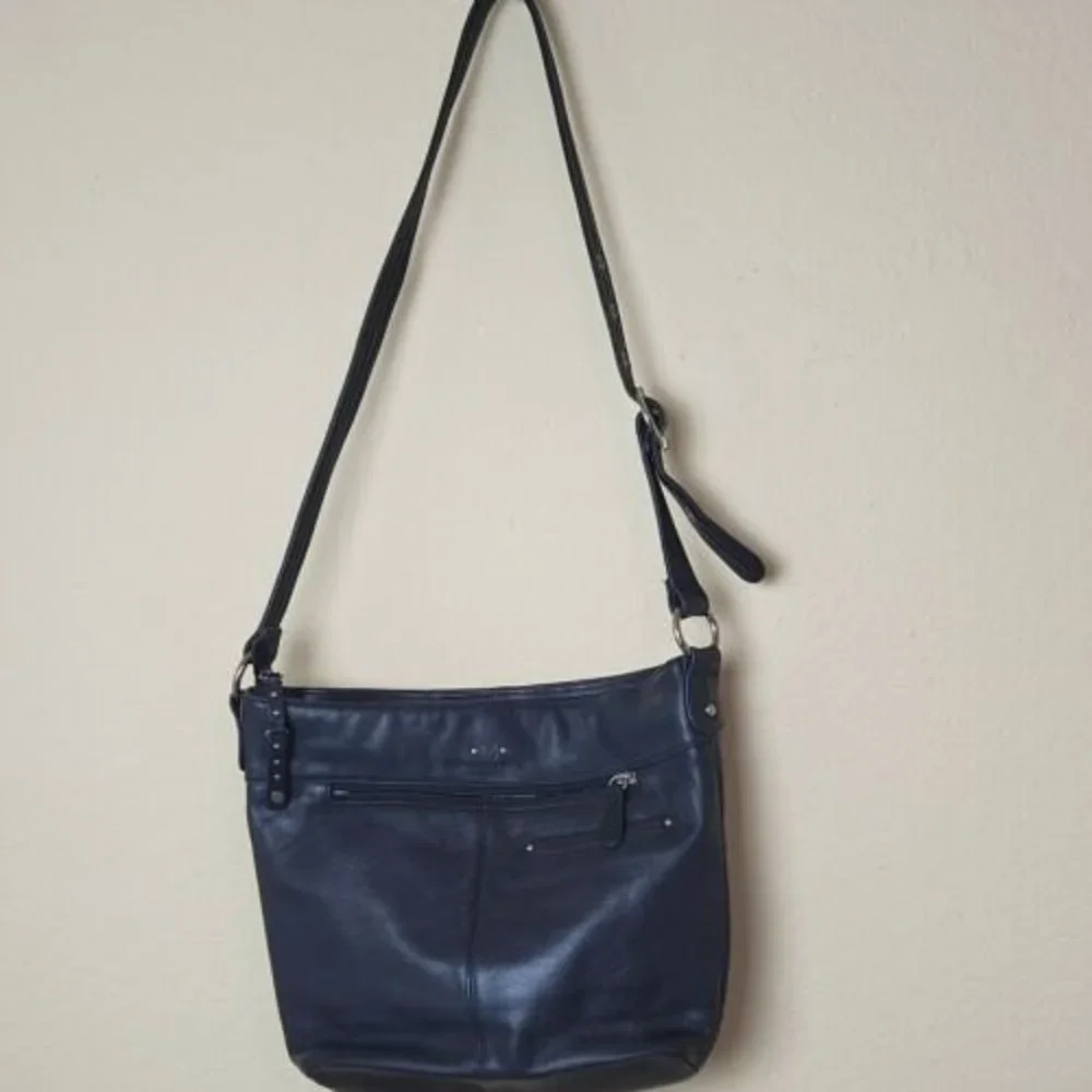 Stone Mountain Black Genuine Leather Purse Shoulder Bag Crossbody Satchel‎
